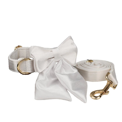 Luxe White SatinEngraved Pet Set