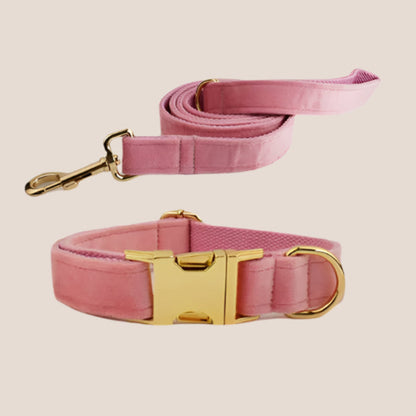 Baby Pink Velvet Engraved Pet Set