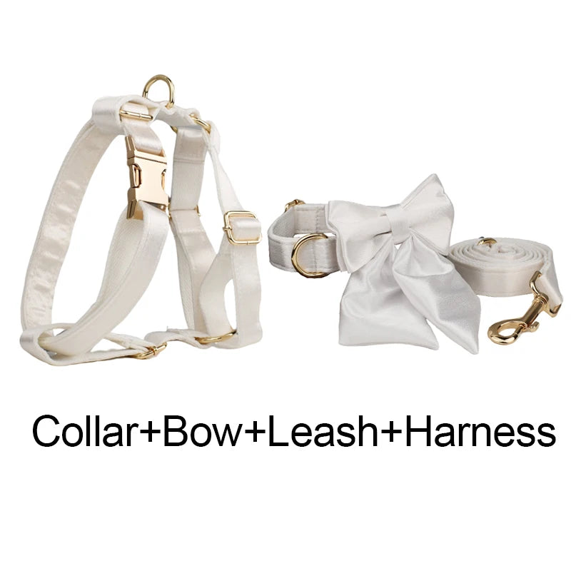 Luxe White SatinEngraved Pet Set