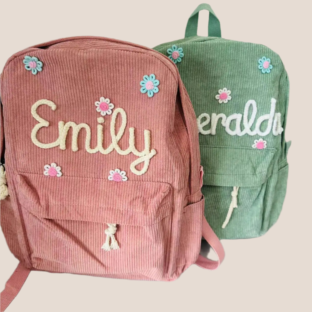 Personalized Embroidered Corduroy Backpack - Day Pack for Pets and Kids
