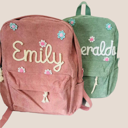 Personalized Embroidered Corduroy Backpack - Day Pack for Pets and Kids
