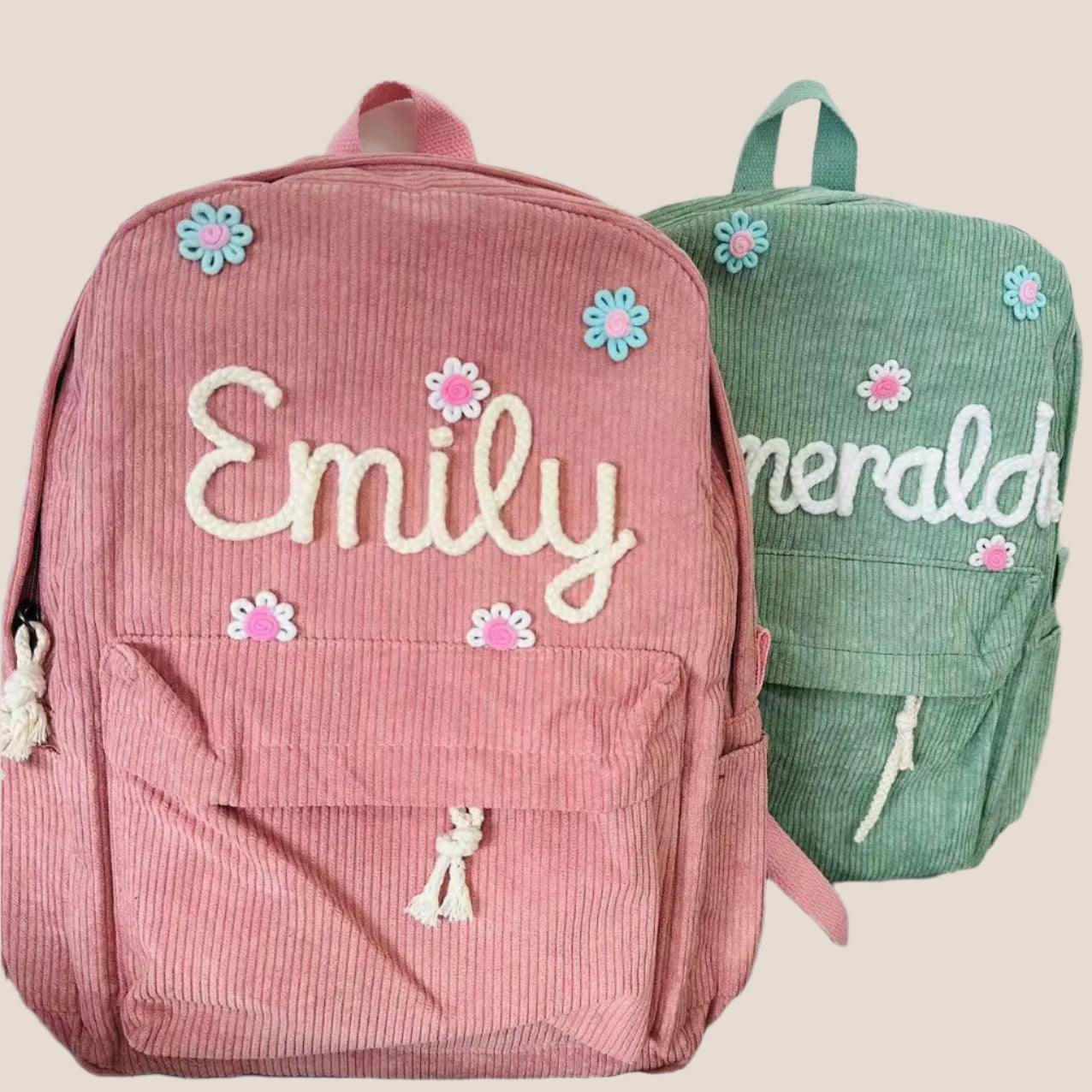 Personalized Embroidered Corduroy Backpack - Day Pack for Pets and Kids