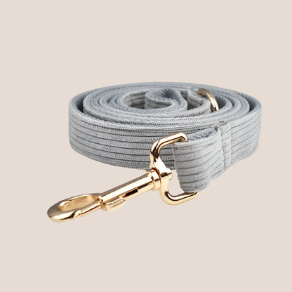 Personalized Pet ID Collar, Harness Leash & Accessories Set Grey Corduroy
