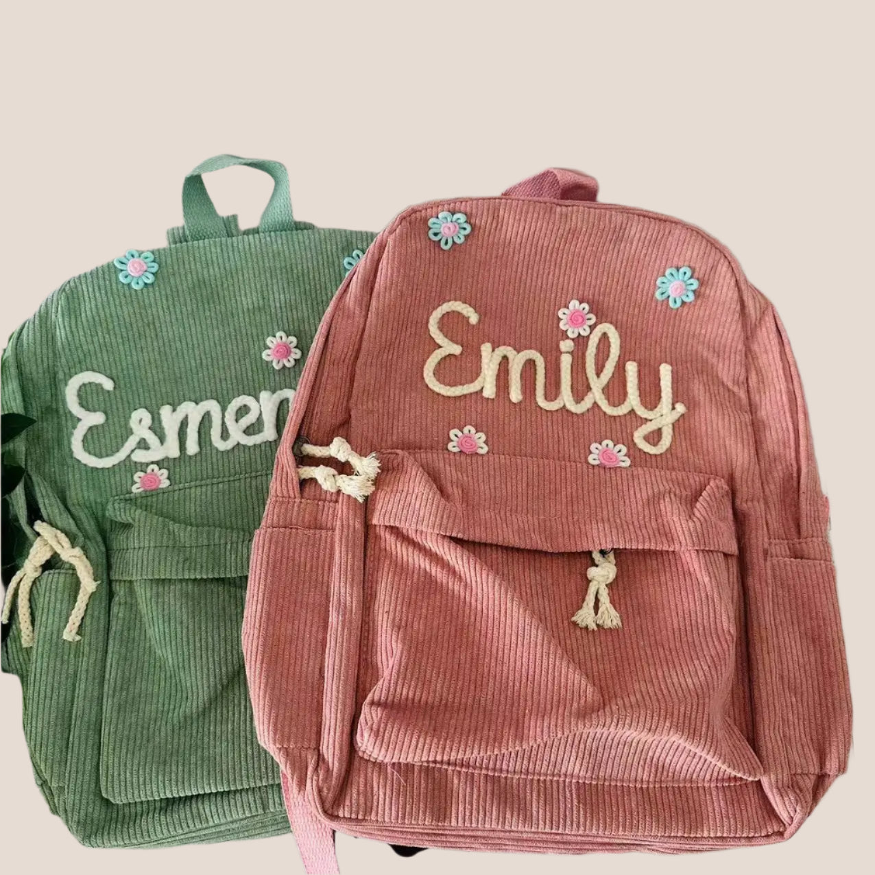 Personalized Embroidered Corduroy Backpack - Day Pack for Pets and Kids