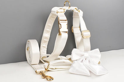 Luxe White SatinEngraved Pet Set