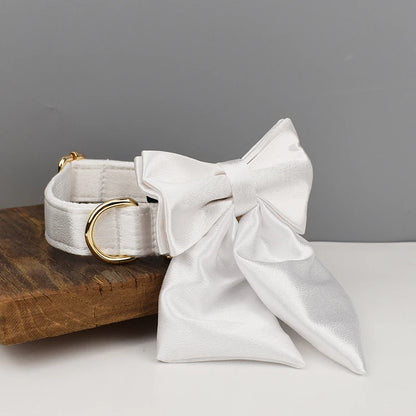Luxe White SatinEngraved Pet Set
