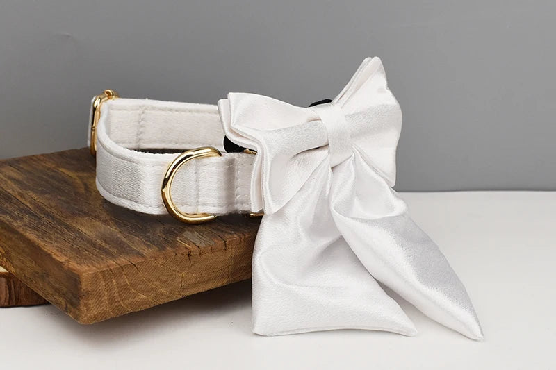 Luxe White SatinEngraved Pet Set