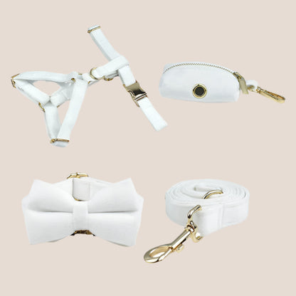 White Velvet Engraved Pet Set