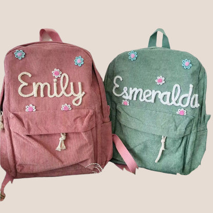 Personalized Embroidered Corduroy Backpack - Day Pack for Pets and Kids