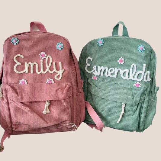Personalized Embroidered Corduroy Backpack - Day Pack for Pets and Kids