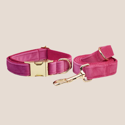 Dark Pink Velvet Engraved Pet Set