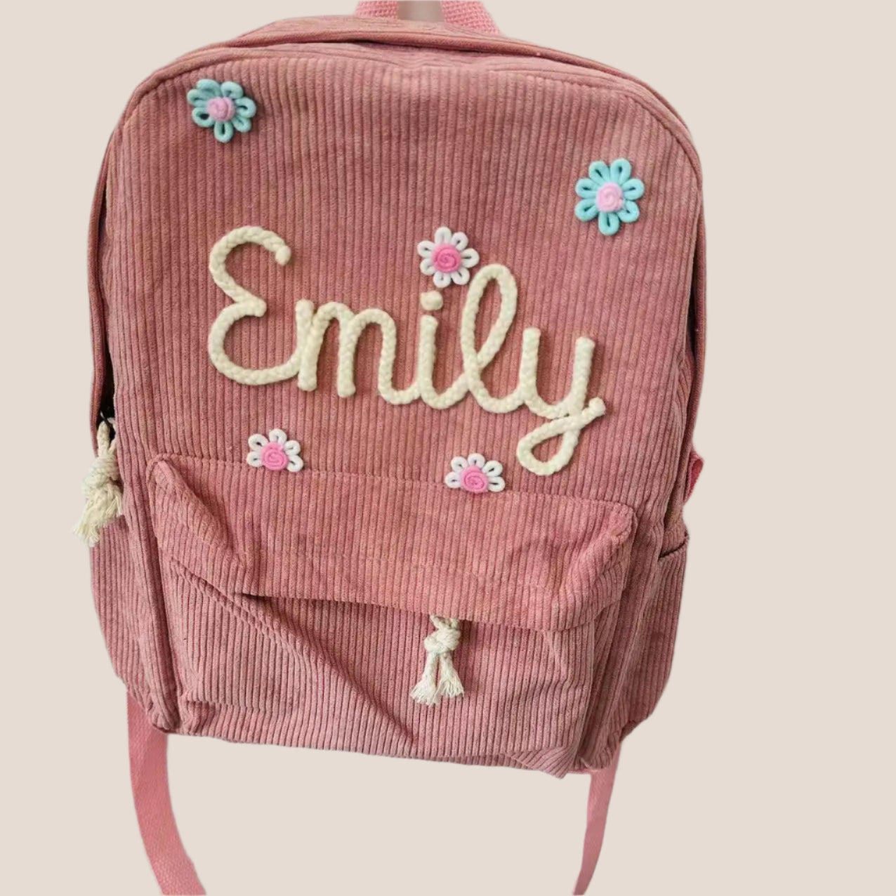 Personalized Embroidered Corduroy Backpack - Day Pack for Pets and Kids