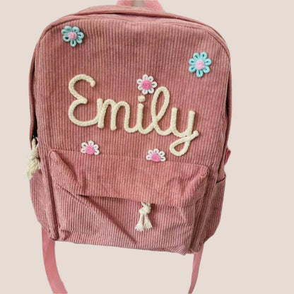Personalized Embroidered Corduroy Backpack - Day Pack for Pets and Kids