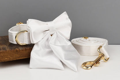 Luxe White SatinEngraved Pet Set