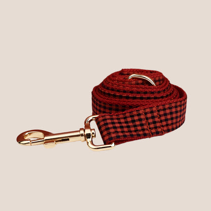 Personalized Pet ID Collar, Harness Leash & Accessories Set Red Checker
