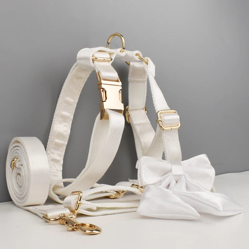 Luxe White SatinEngraved Pet Set