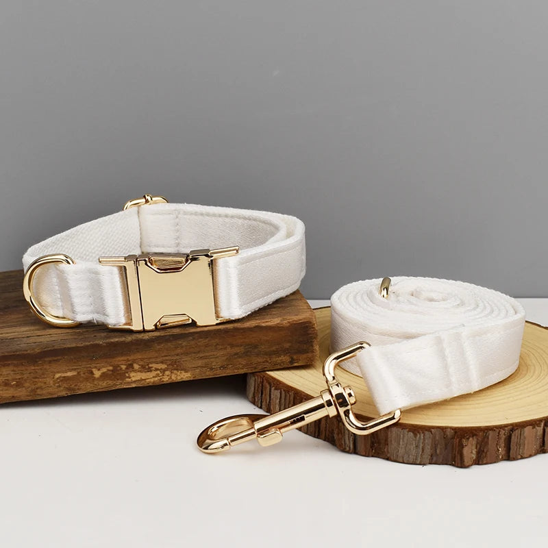 Luxe White SatinEngraved Pet Set