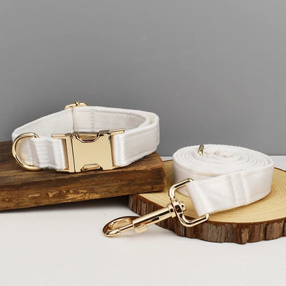 Luxe White SatinEngraved Pet Set