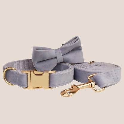 Personalized Pet ID Collar, Harness Leash & Accessories Set Lilac Velvet