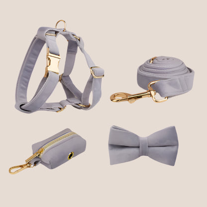 Personalized Pet ID Collar, Harness Leash & Accessories Set Lilac Velvet