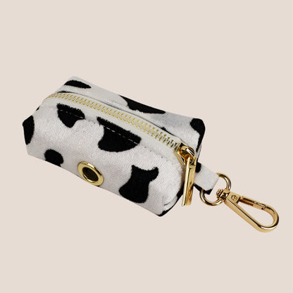 Personalized Pet ID Collar, Harness Leash & Accessories Set Cow Print Velvet