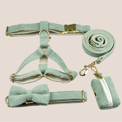 Green Corduroy Engraved Pet Set