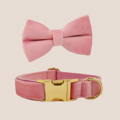 Baby Pink Velvet Engraved Pet Set