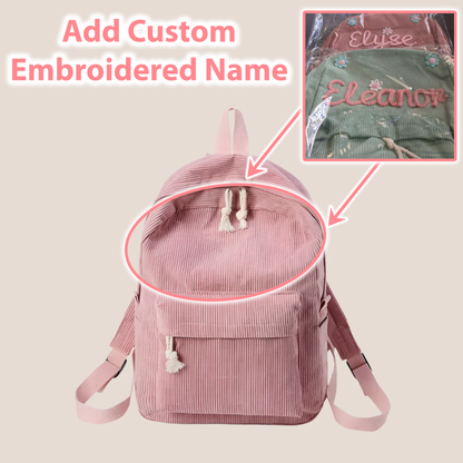 Personalized Embroidered Corduroy Backpack - Day Pack for Pets and Kids