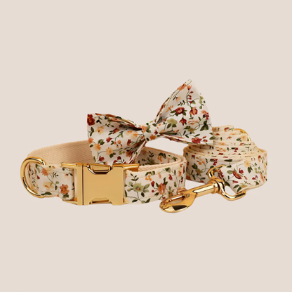 Beige Floral Engraved Pet Set
