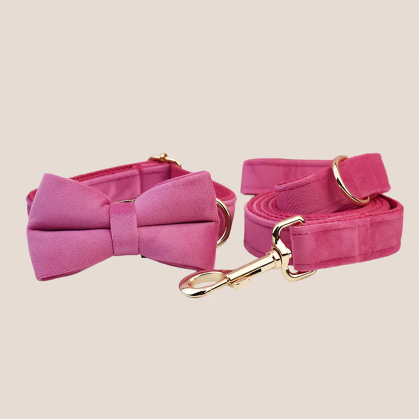 Dark Pink Velvet Engraved Pet Set