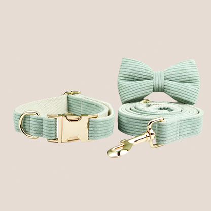 Green Corduroy Engraved Pet Set