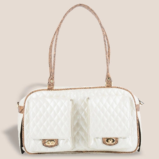 MARLEE -  Ivory Quilted Shoulder Carry Stealth Pet Bag