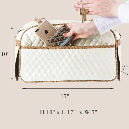 MARLEE -  Ivory Quilted Shoulder Carry Stealth Pet Bag