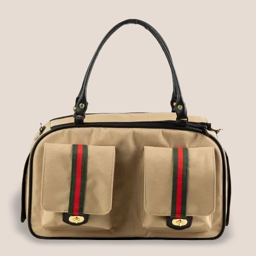 MARLEE 2 - Designer Crossbody Khaki & Stripe with Gold Hardware