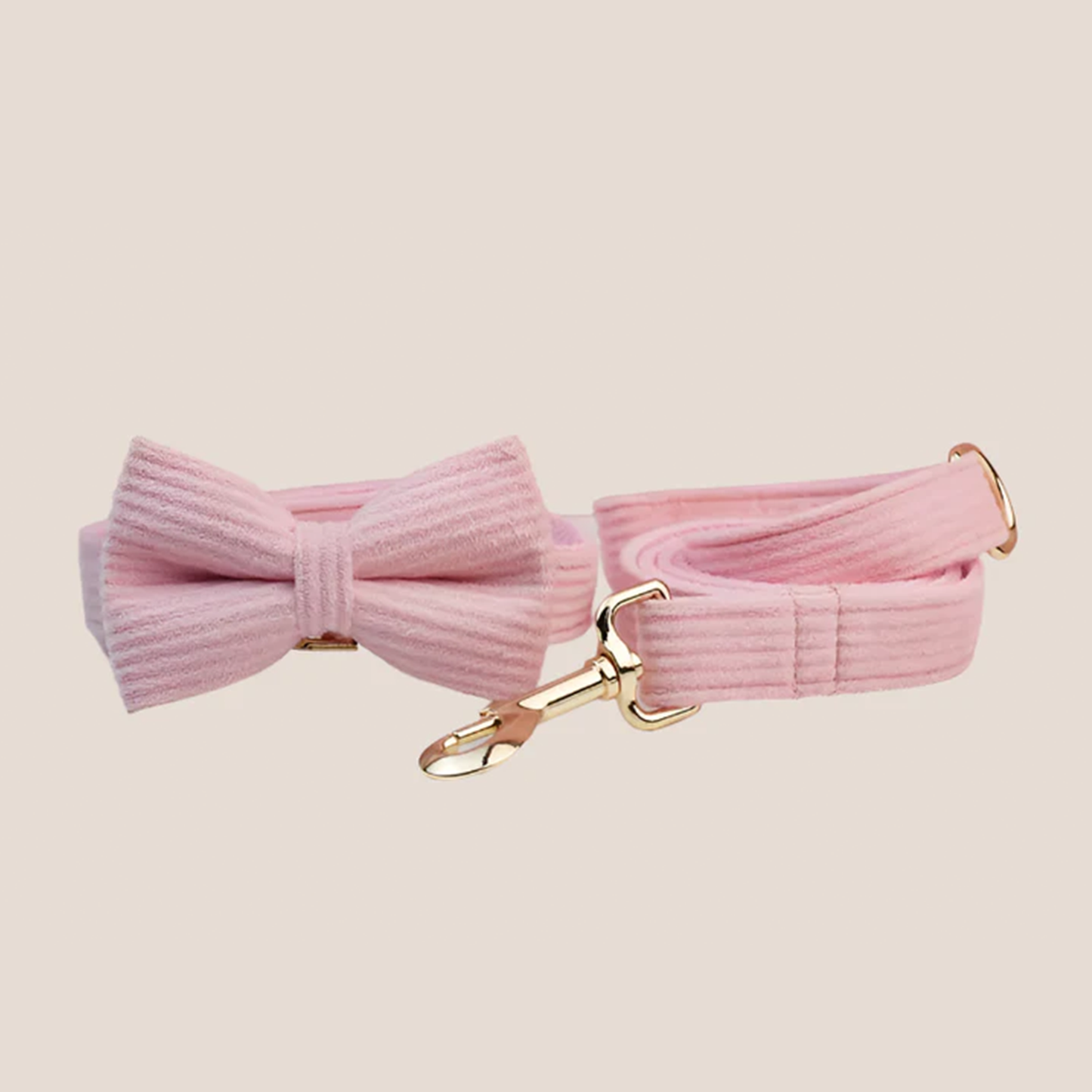 Personalized Pet ID Collar, Harness Leash & Accessories Set - Pink Corduroy