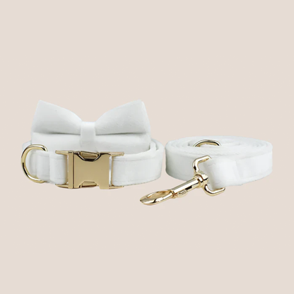 White Velvet Engraved Pet Set