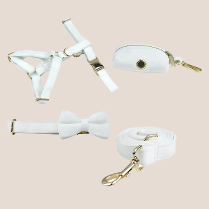 White Velvet Engraved Pet Set